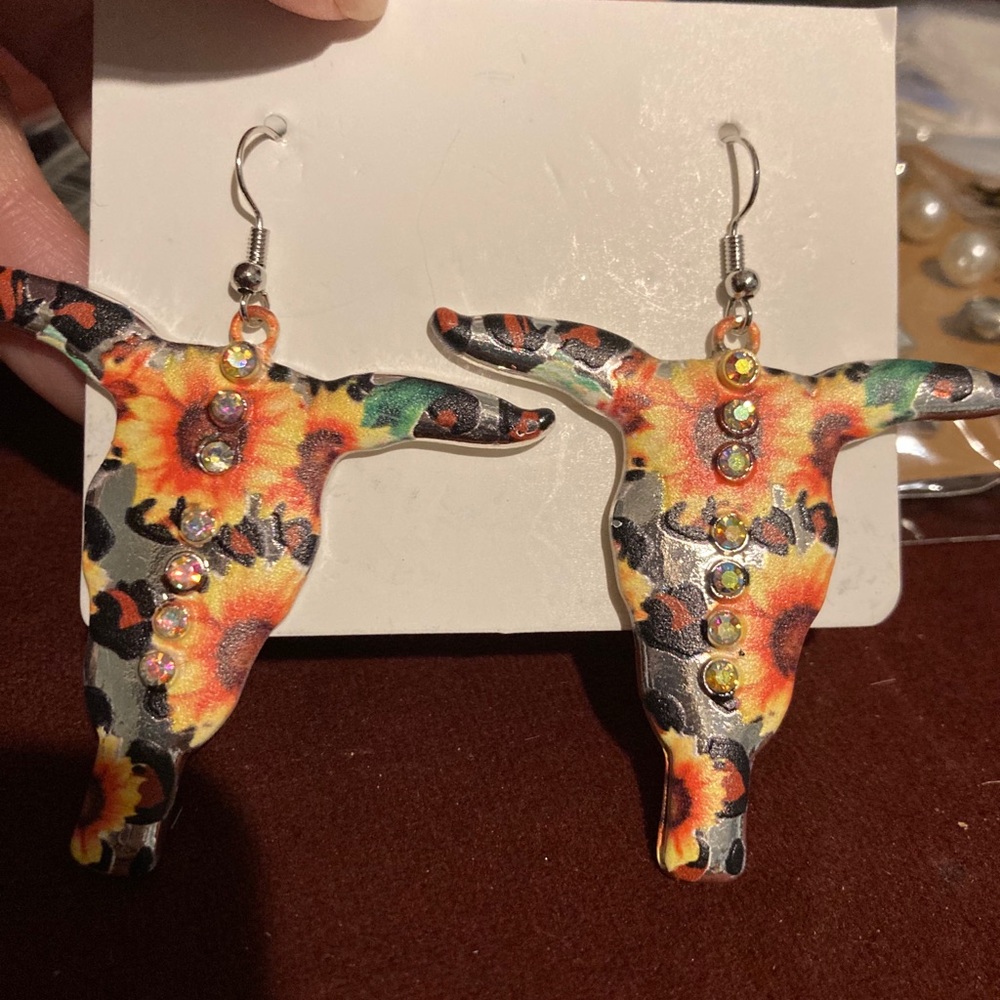 Boho Sunflower cattle head Earrings